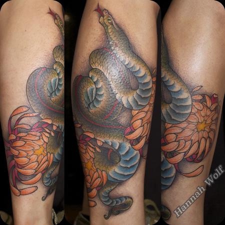Tattoos - Snake and flower - 116201